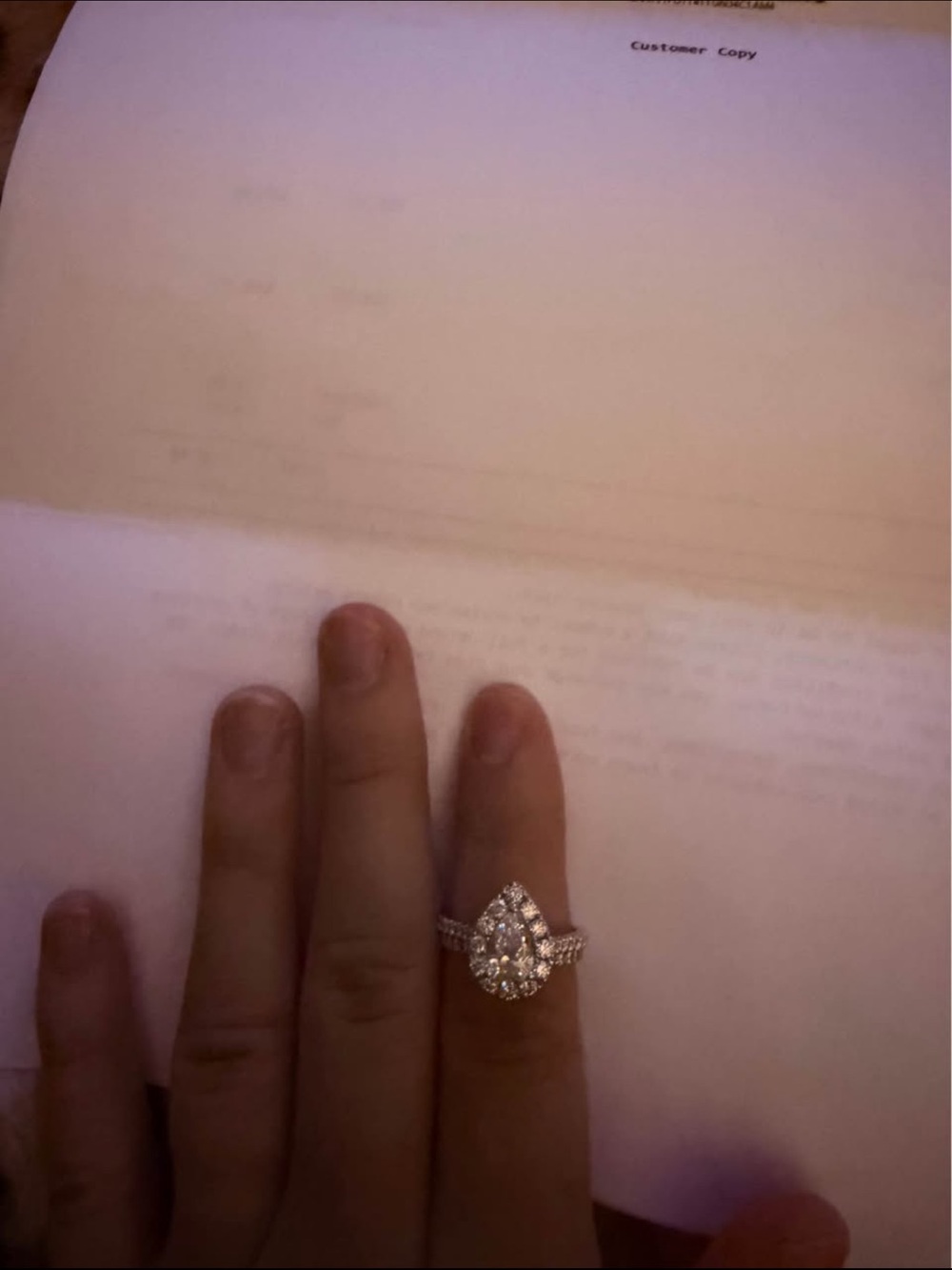 Diamond Teardrop Halo Engagement Ring in Silver